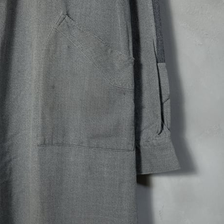 40-50s France Vintage DELUZET MICHEL Black Chambray Atelier Coat