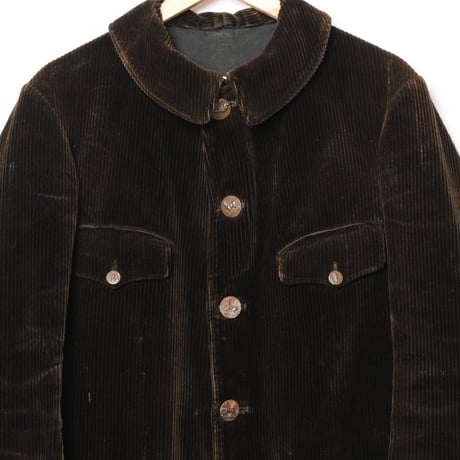 30-40s France Vintage Brown Corduroy Hunting Jacket