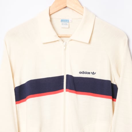 70-80s Vintage adidas Track Jacket White Navy & Red Line (Made in West Germany)