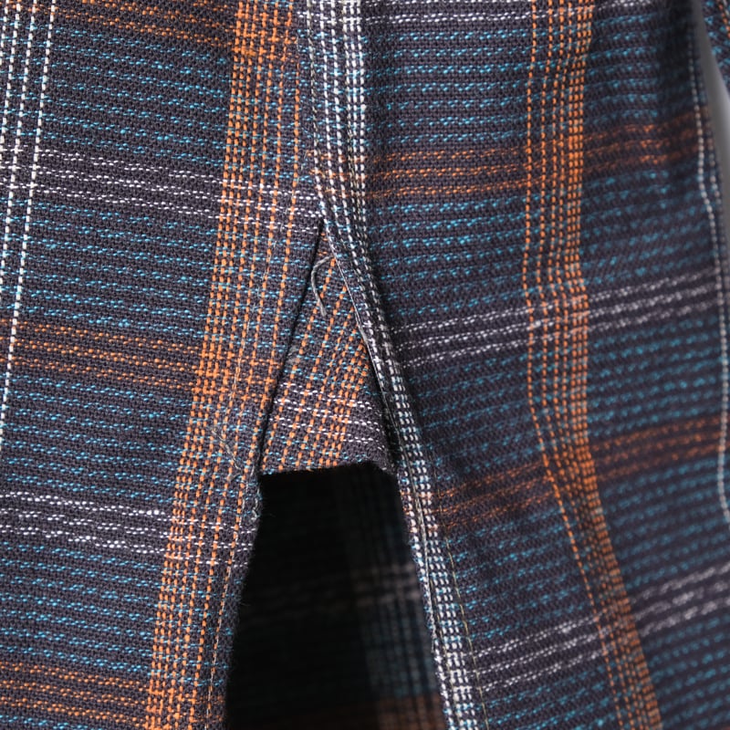 50-60s France Vintage L'HERMINE Check Granpa Sh