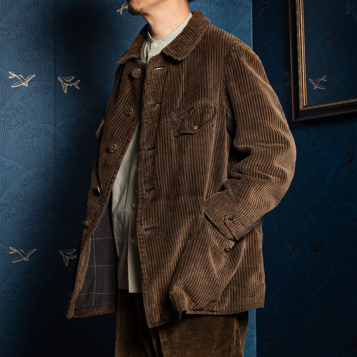 20s 30s ハンティングジャケットフレンチヴィンテージコーデュロイ