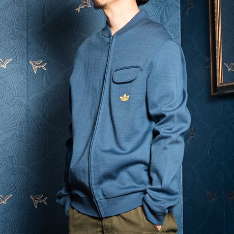 70s Vintage adidas Ventex Knit Jacket Blue Gray (Made in France)