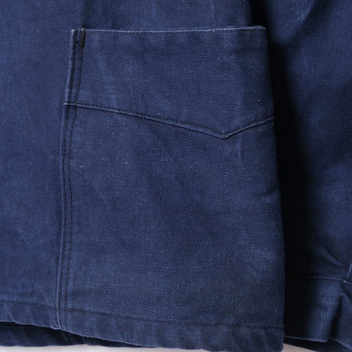 30s-40s France Vintage Blue Cotton Twill Doubl