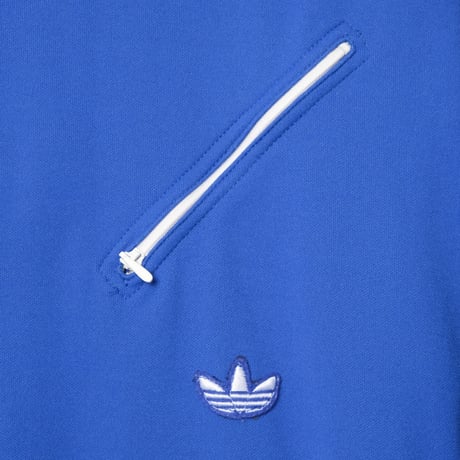 70s Vintage adidas Track Jacket With Hood Blue × White (Made in West Germany)