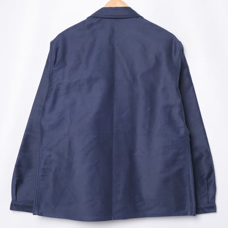 40-50s France Vintage Le Mont Saint Michel Blue Moleskin Work Jacket Dead Stock
