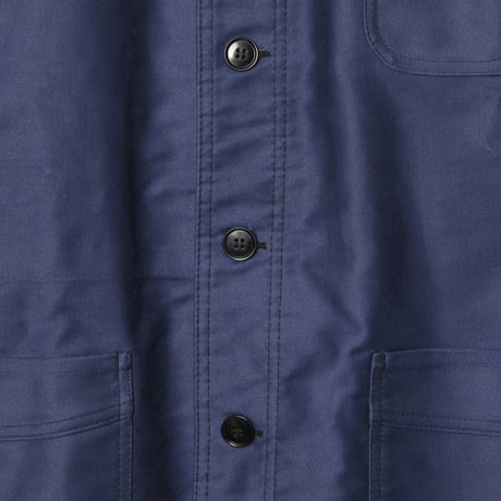 40-50s France Vintage Le Mont Saint Michel Blue Moleskin Work Jacket Dead Stock