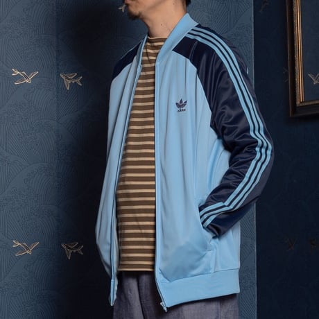 70s Vintage adidas Ventex ATP Track Jacket LightBlue × Navy (Made in France)