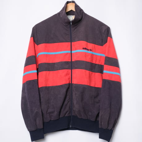 70-80s Vintage adidas Ventex Velours Track Jacket Dark Navy × Red (Made in France)