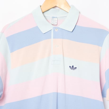 70-80s Vintage adidas VENTEX Half Sleeve Polo Shirt Pale Tone（Made in France）