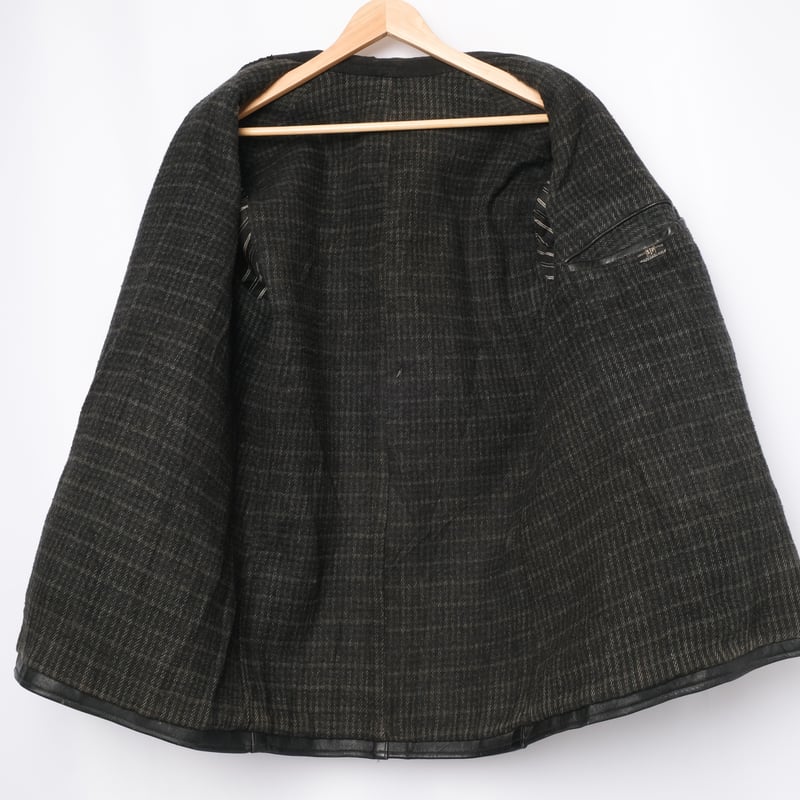 30s-40s French Vintage Leather Jacket Wool Coll