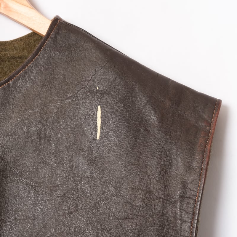 50s Dutch Army Leather Vest Size 2 | Ugla パンと古着と本
