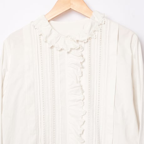 France Antique Frill Cotton  Blouse  2