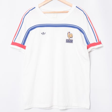 80s Vintage adidas Ventex T Shirt Football France Team 1986（Made in France）