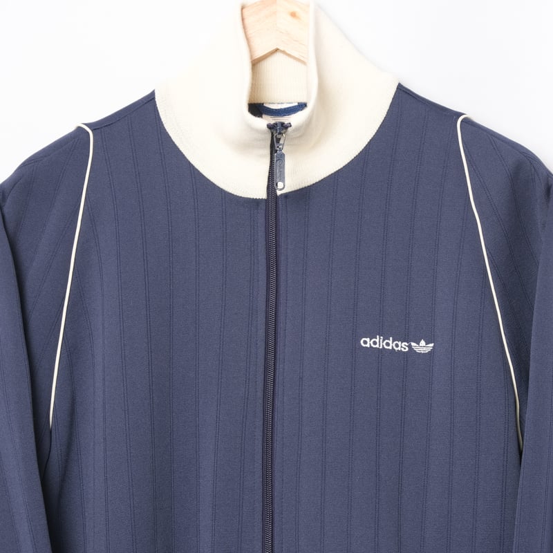 80s Vintage adidas Track Jacket Navy × Ivory (M