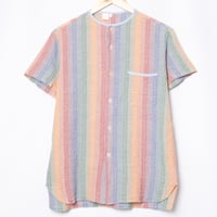 60-70s France Vintage Striped Short Sleeve Shirt