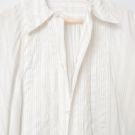 40-50s France Vintage Blue Striped Cotton Dress Shirt