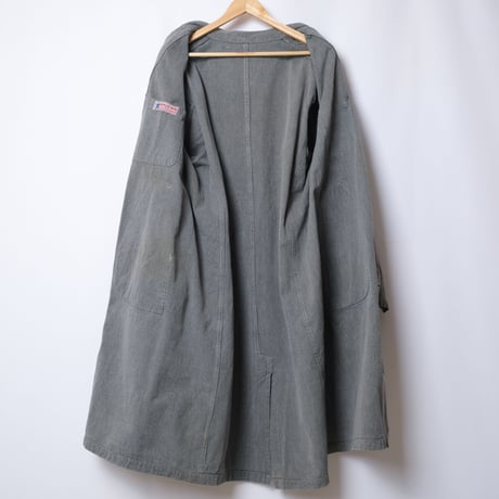 40-50s French Vintage DUTHILLEUL&MINART Black Chambray Atelier Coat