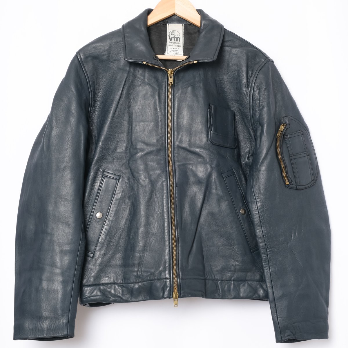 70s-80s French Army VTN Pilot Leather Jacket Si 70s-80s French Army VTN Pilot Leather Jacket Si