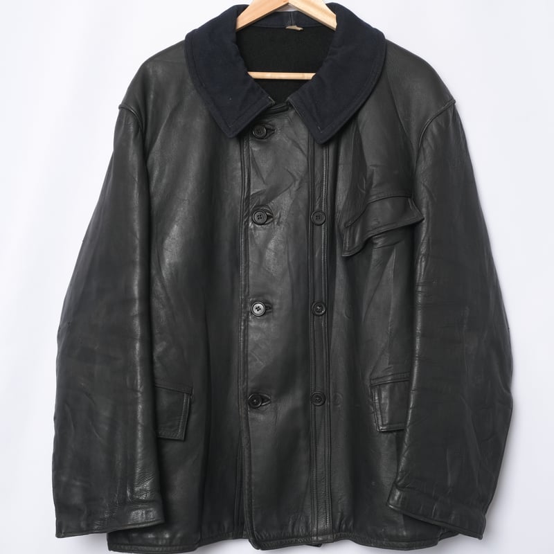 30s 40s コルビジェジャケット Le kleber フレンチ ブラック 40-50s France Vintage Le Kléber Leather Jacket