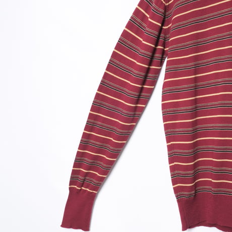 70s JOHN SMEDLEY Merino Wool Knit Polo Shirt Burgundy（Made in England)