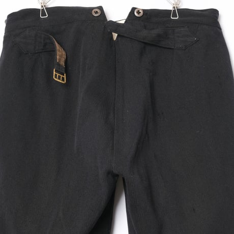 30-40s France Vintage Wool Black Trousers