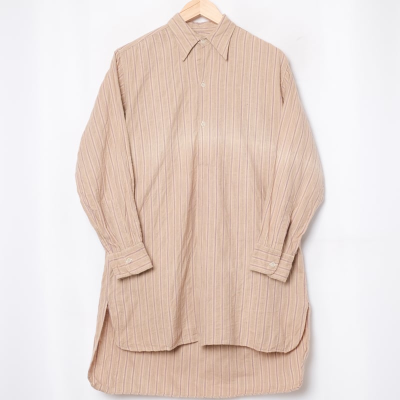 30-40s France Vintage Cotton Stripe Granpa Shir