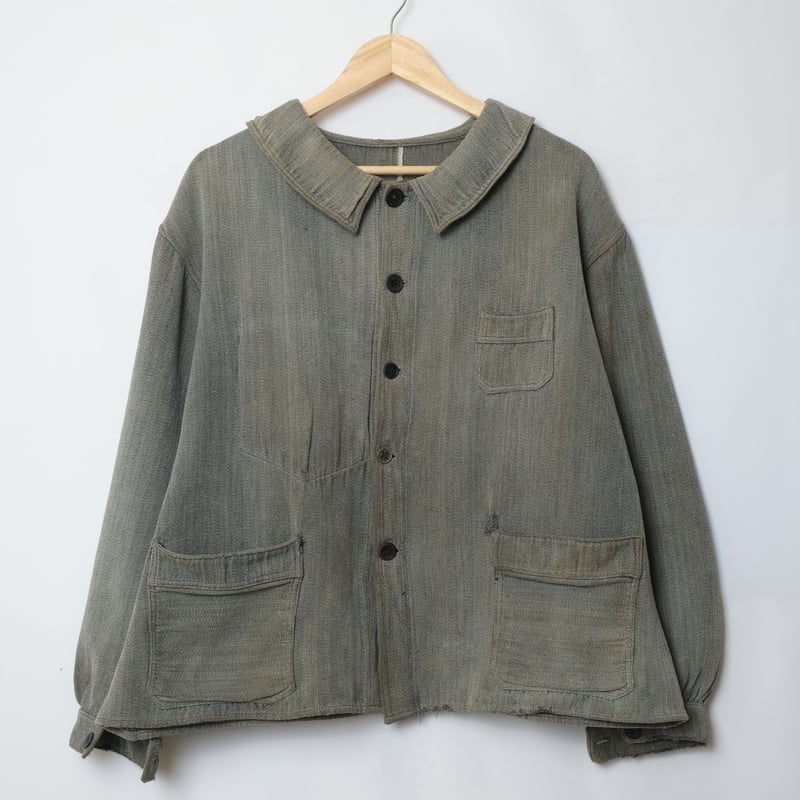 30-40s French Vintage Black Chambray Jacket | U 30-40s French Vintage Black Chambray Jacket | U