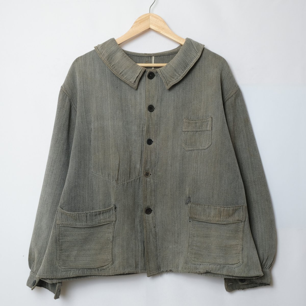 30-40s French Vintage Black Chambray Jacket | U 30-40s French Vintage Black Chambray Jacket | U