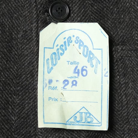 50-60s France Vintage LOiSiR SPORT Herringbone Wool Farmers Work Jacket Size 46 Dead Stock
