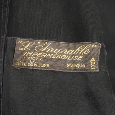 30-40s France Vintage L' Inusable Black Moleskin Work Jacket