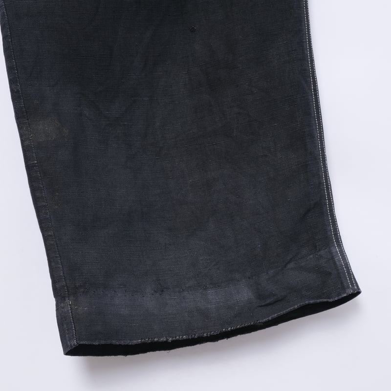 30s 40s フレンチアーミー リネンパンツ 針シンチ 30-40s France Vintage SALACHE Black Linen Maq