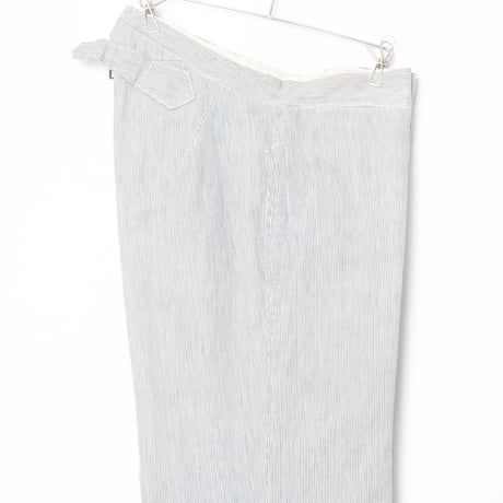 -30s France Vintage Belle Jardiniere Striped Cotton Trousers