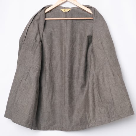 50-60s France Vintage Canvas Black Chambray Tailored Jacket 52