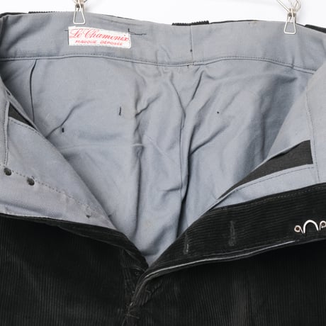 40-50s France Vintage Le Chamonix Black Corduroy Trousers Dead Stock