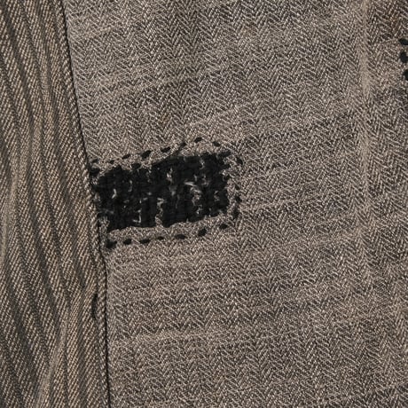 30-40s French Vintage HBT Black Chambray Trousers Stripe Patch Work