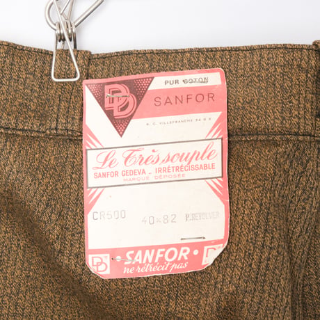 50-60s France Vintage Le Tres souple Brown Cotton Pique Hunting Trousers Dead Stock