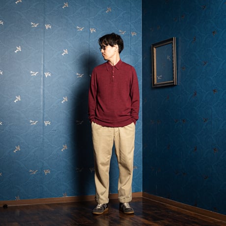 90s JOHN SMEDLEY Merino Wool Knit Polo（Made in England）