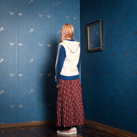 70-80s Vintage adidas Ventex Hoodie Ivory × Navy (Made in France)