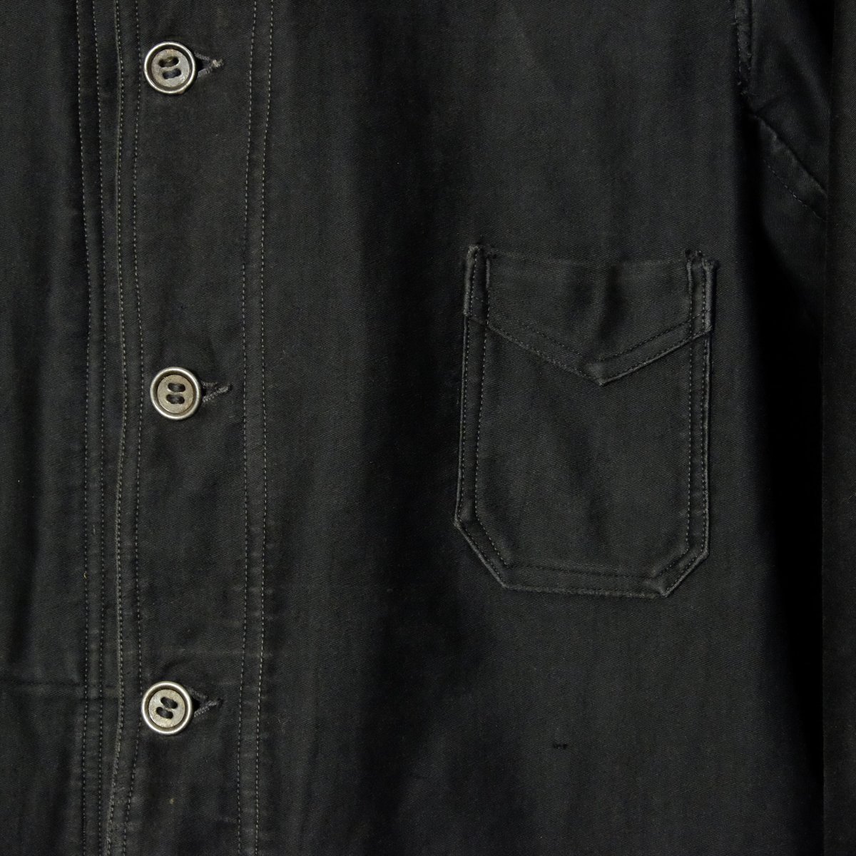 30s-40s Black Moleskin Jacket Metal Button | Ug