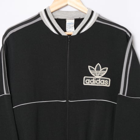 70-80s Vintage adidas Ventex Collarless Track Jacket Black × Grey
