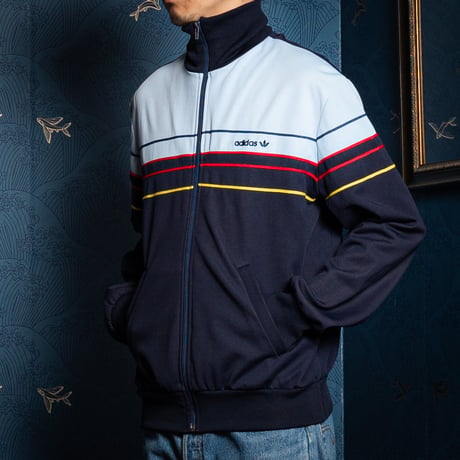 70-80s Vintage adidas Ventex Track Jacket Navy × Light Blue (Made in France)