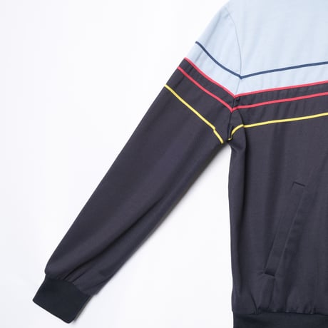 70-80s Vintage adidas Ventex Track Jacket Navy × Light Blue × Colorful Lines (Made in France)