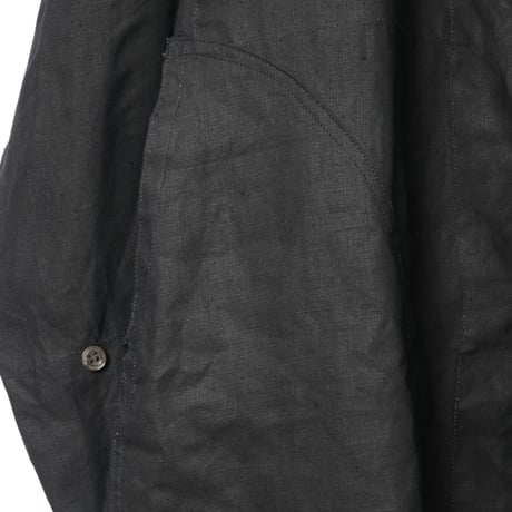 40s France Vintage Indigo Linen Maquignon Coat Dead Stock