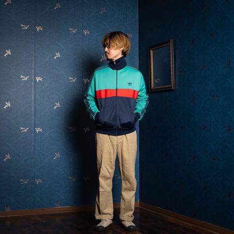70-80s Vintage adidas Ventex Track Jacket Green×Red×Navy (Made in France)