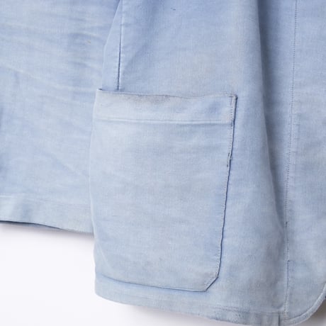 50s France Vintage Le Favori Lapel Blue Moleskin Work Jacket