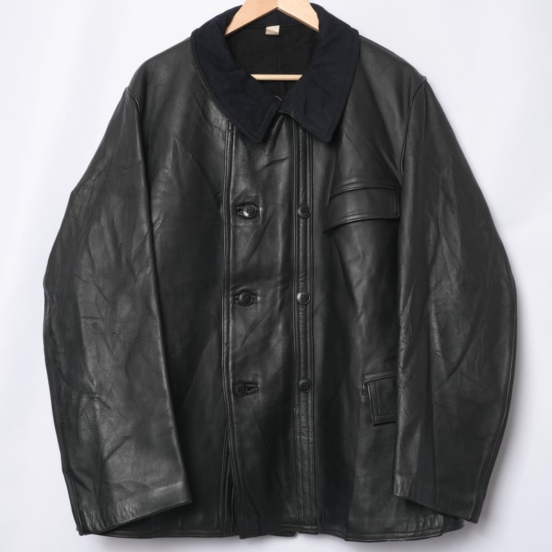50-60s France Vintage MTVC Leather Jacket Wool