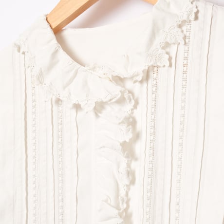 France Antique Frill Cotton  Blouse  2