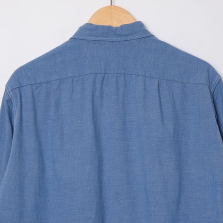 40-50s French Vintage Blue Chambray Cotton Granpa Shirts 1