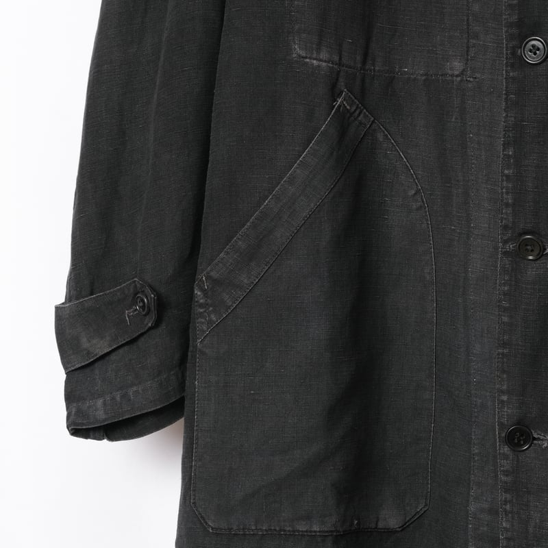 40s France Vintage Black Linen Maquignon Coat 40s France Vintage Black Linen Maquignon Coat