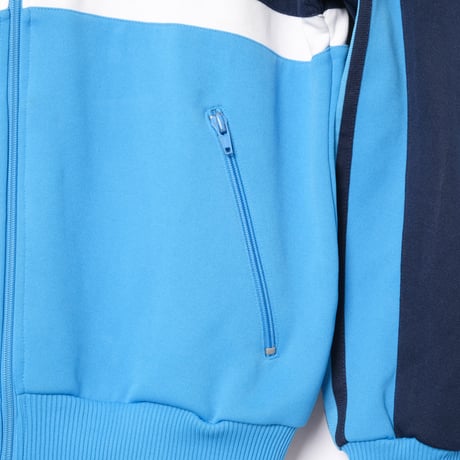 80s Vintage adidas Collarless Track Jacket Navy × Light Blue